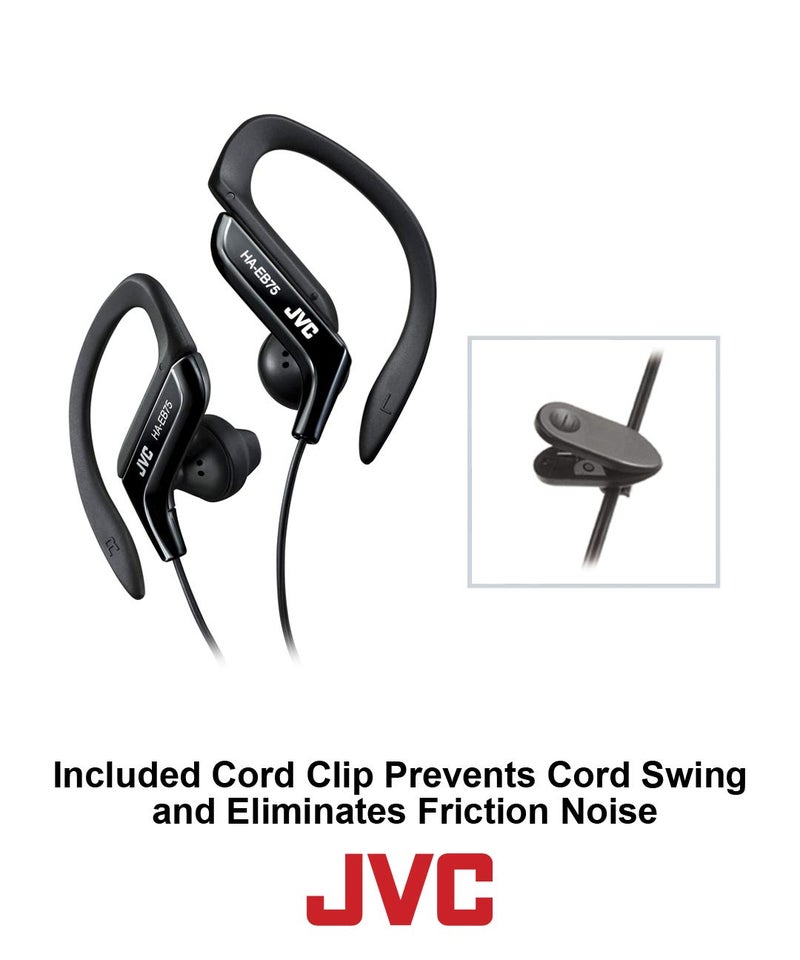 JVC Clip Style Headphone Black and Silver Lightweight and Comfortable Ear Clip Splash Proof Water resistant Powerful Sound with Bass Boost JVC HAEB75S - Image 5